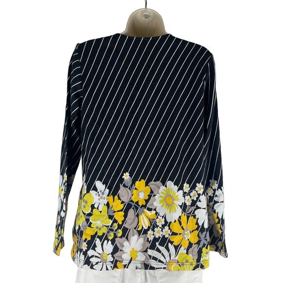 Bob Mackie Diagonal Stripe Multi-Floral Ponte Knit Jacket Gray Size S - Picture 5 of 7